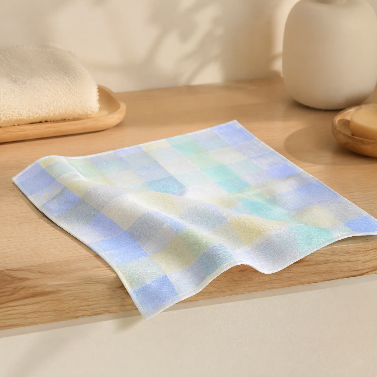 Gauzesoft™ Pure Cotton Square Gauze Towel, styled close view