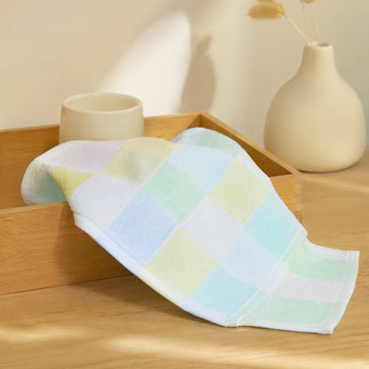 Softplaid™ Pure Cotton Plaid Gauze Towel, styled close view