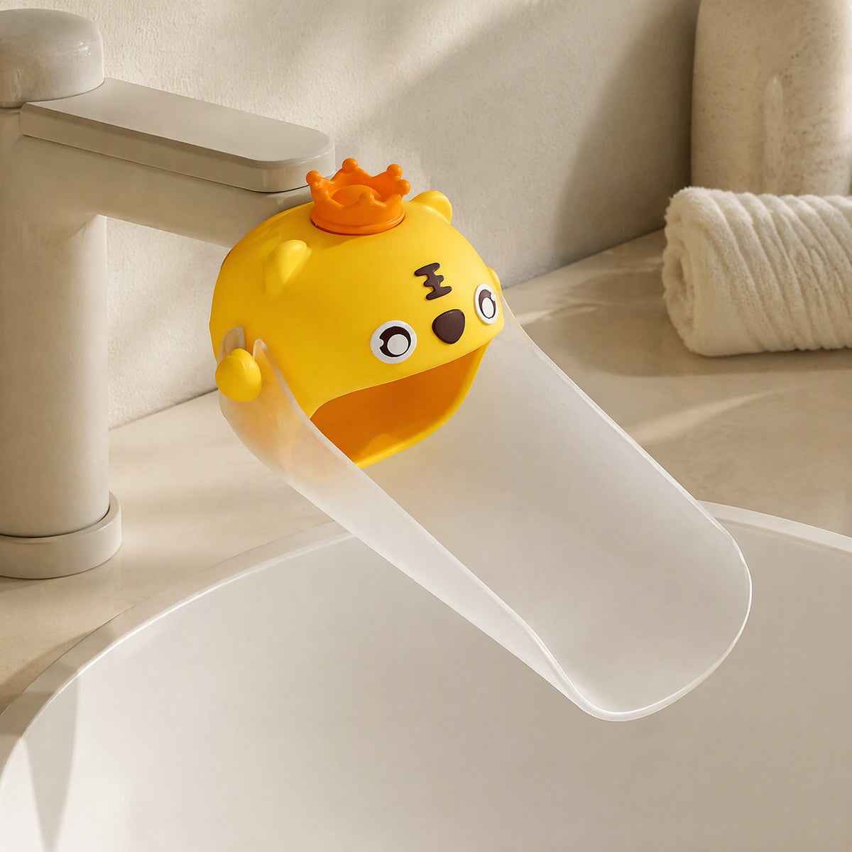 Littleflow™ Silicone Faucet Extender for Children, styled close view