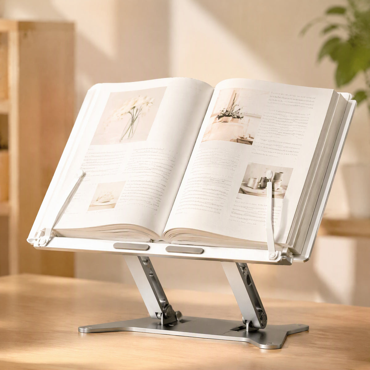 Bookangle™ Carbon Steel Reading Book Stand, styled close view