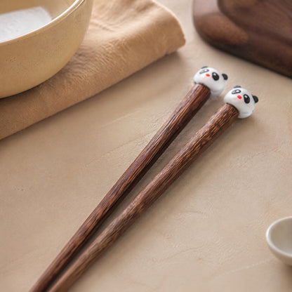 Gripgrain™ Wooden Practice Chopsticks for Children, styled close view