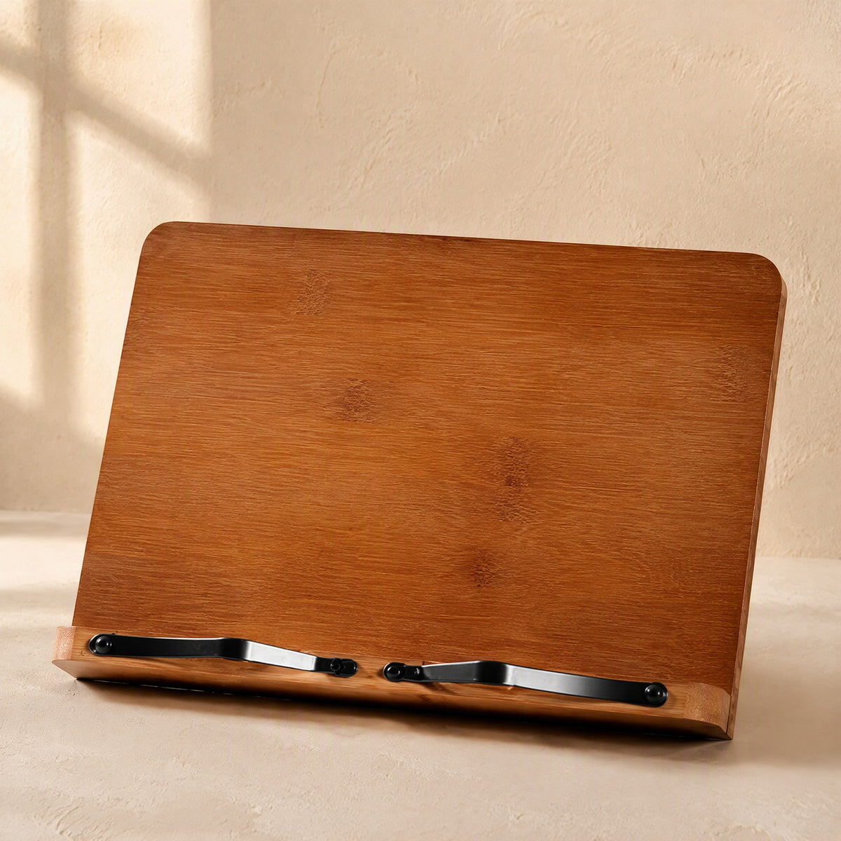 Levelleaf™ Six-Level Bamboo Book Stand, material and detail close-up