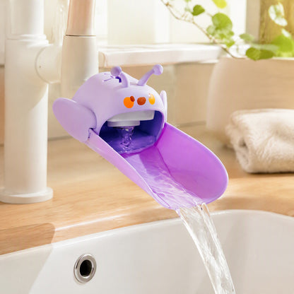 Taptrail™ Cartoon Plastic Faucet Extender in a calm home setting