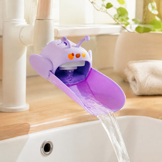 Taptrail™ Cartoon Plastic Faucet Extender in a calm home setting