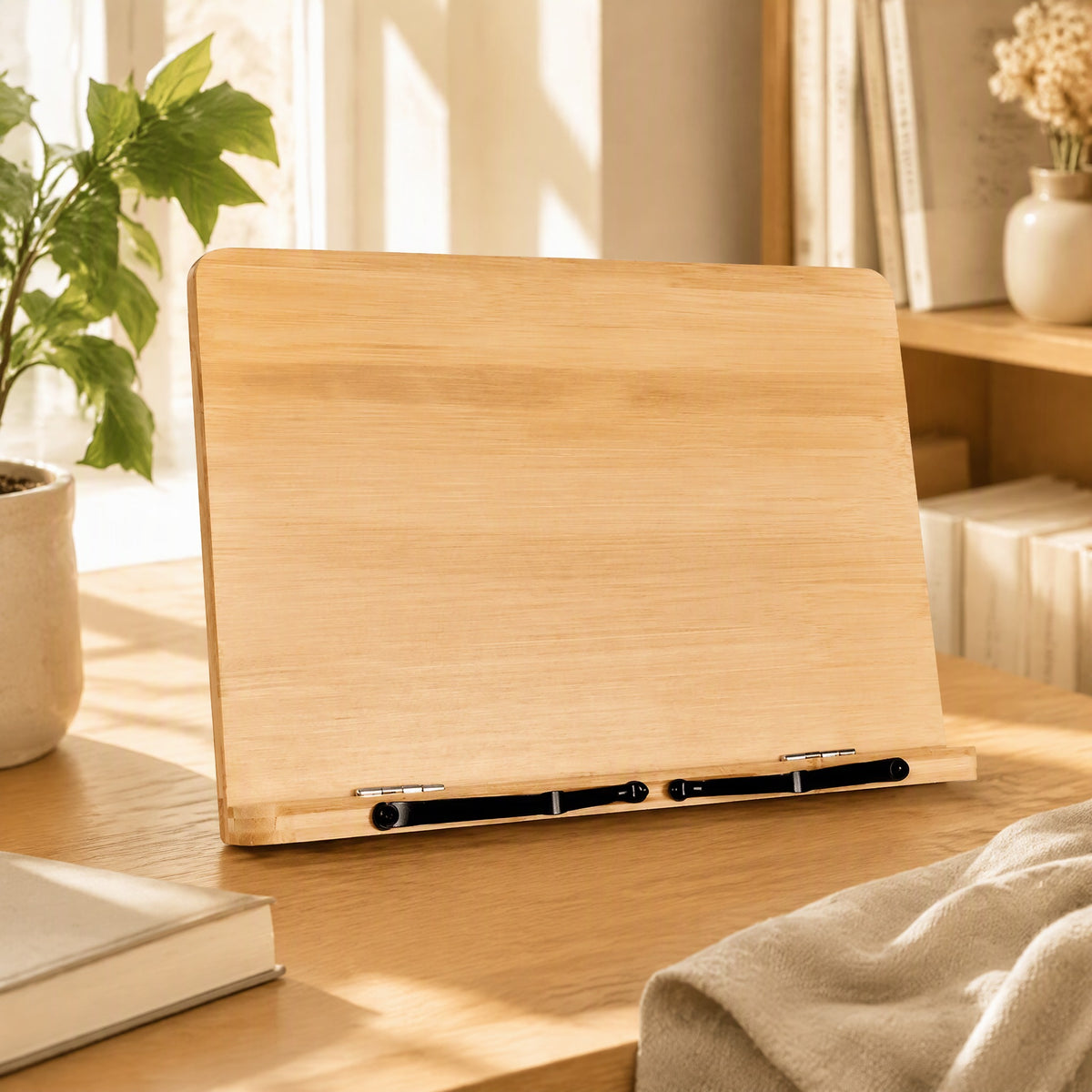 Bambooread™ Nanzhu Bamboo Book Stand in a calm home setting
