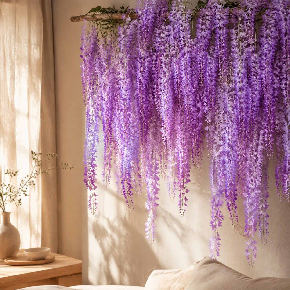 Wisterloom™ Silk Artificial Wisteria Flowers, styled close view