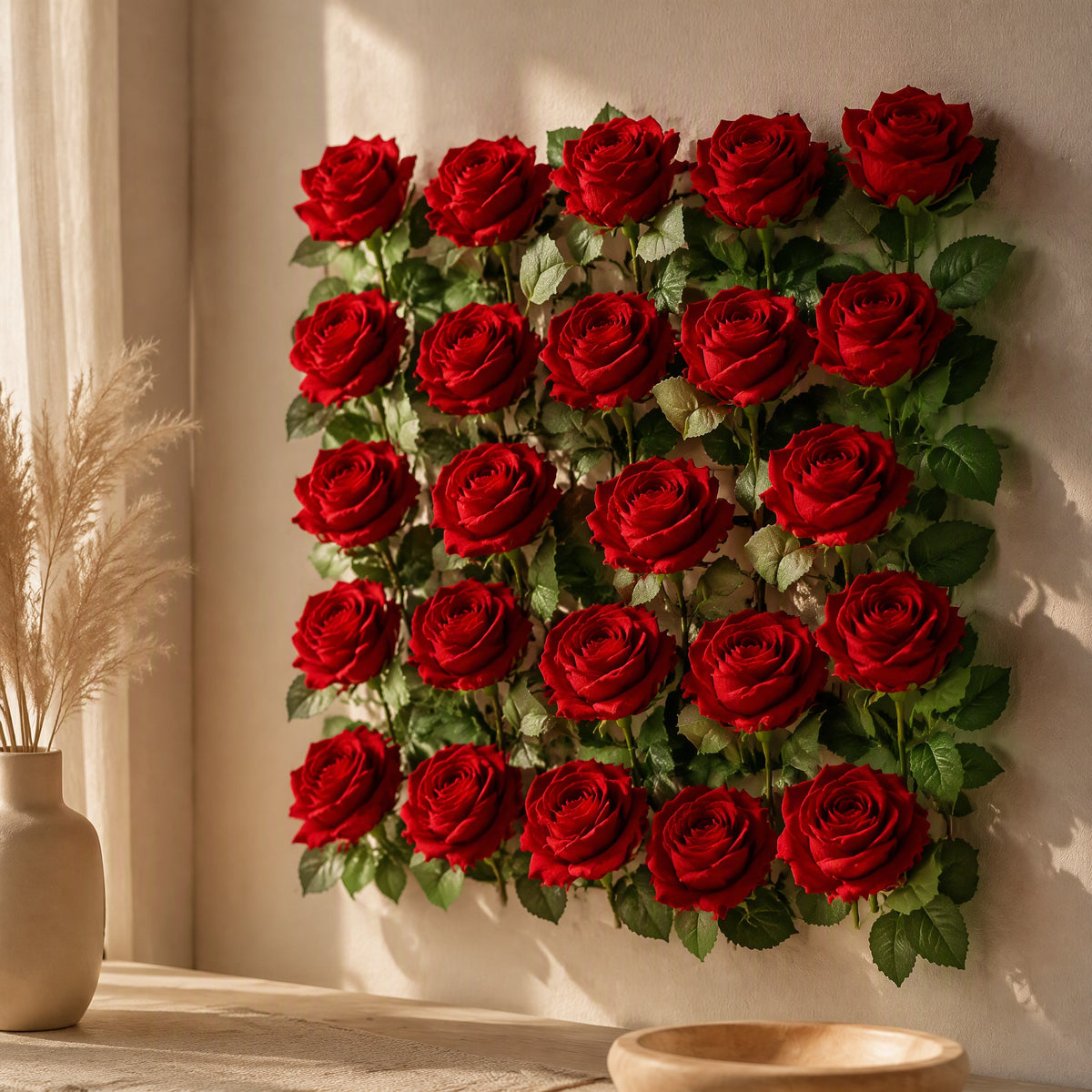 Petalwall™ Handmade Silk Flower Wall Decoration, styled close view