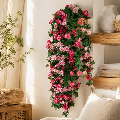 Rosetrail™ Artificial Rose Flower Vine Bouquet in a calm home setting