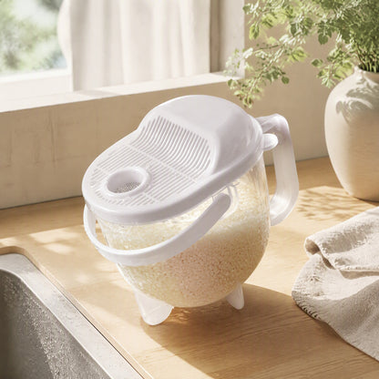 Ricerinse™ Plastic Rice Washing Bucket in a calm home setting