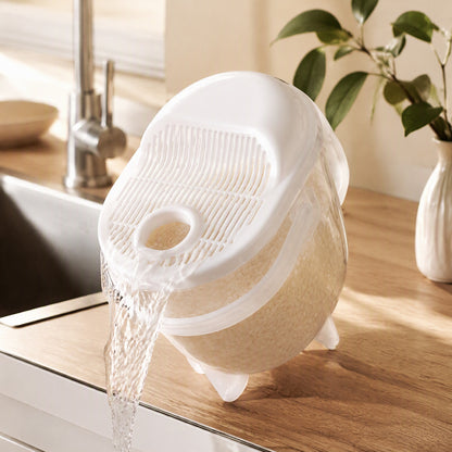 Ricerinse™ Plastic Rice Washing Bucket, styled close view