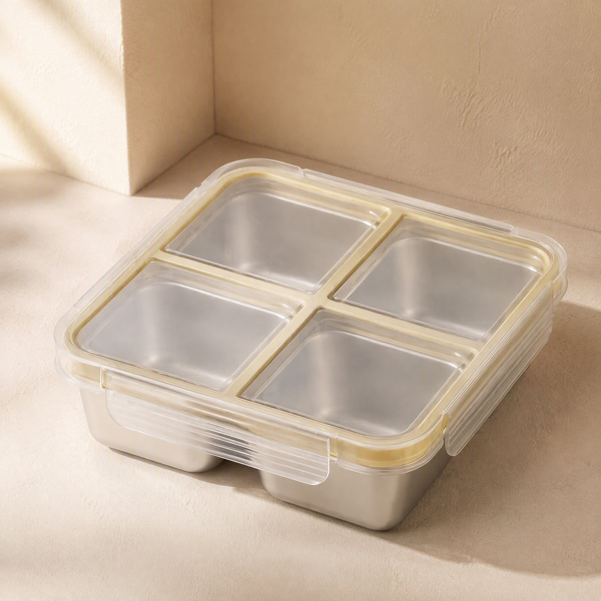 Mealstack™ Four-Compartment Stainless Steel Lunch Box