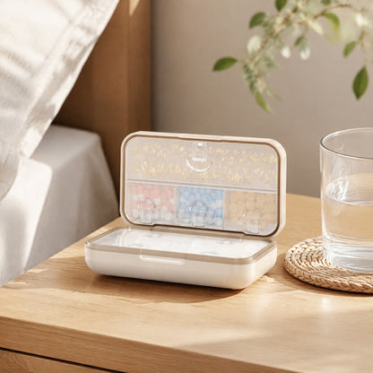 Pillorder™ Eight-Compartment Pill Box in a calm home setting