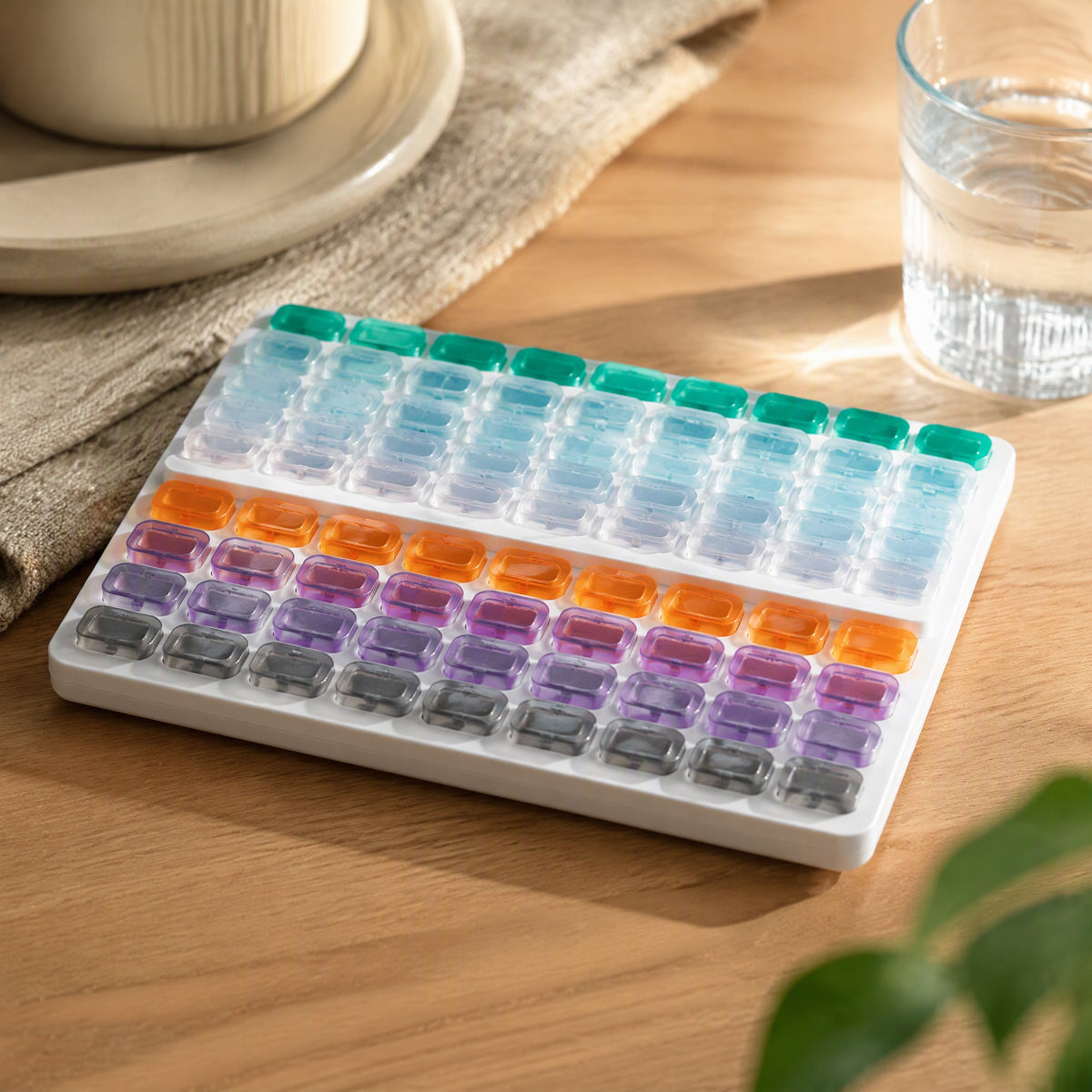 Dosemonth™ 31-Compartment Pill Box, styled close view