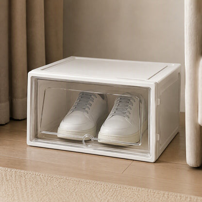 Shoestack™ Stackable Polypropylene Shoe Storage Box, styled close view