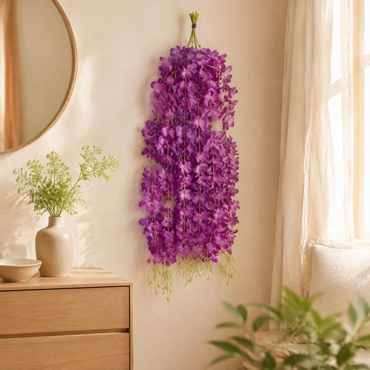 Wisteriaway™ Artificial Wisteria Flower Wall Hanging in a calm home setting