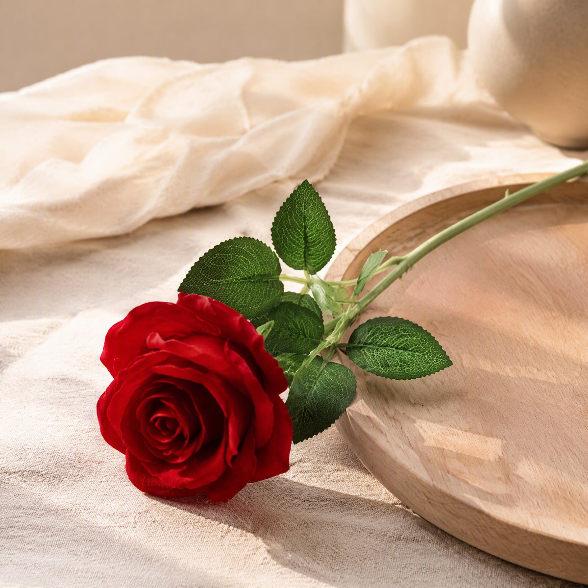 Velvetbloom™ Velvet Rose Artificial Flower, styled close view