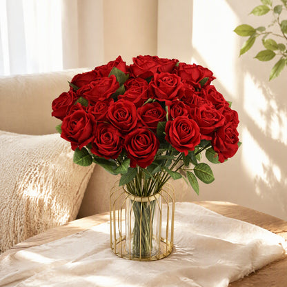 Roseplush™ Velvet Artificial Rose Flower in a calm home setting
