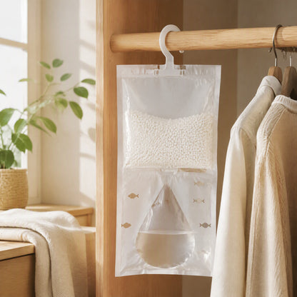 Dryhang™ Hanging Dehumidification Bag in a calm home setting