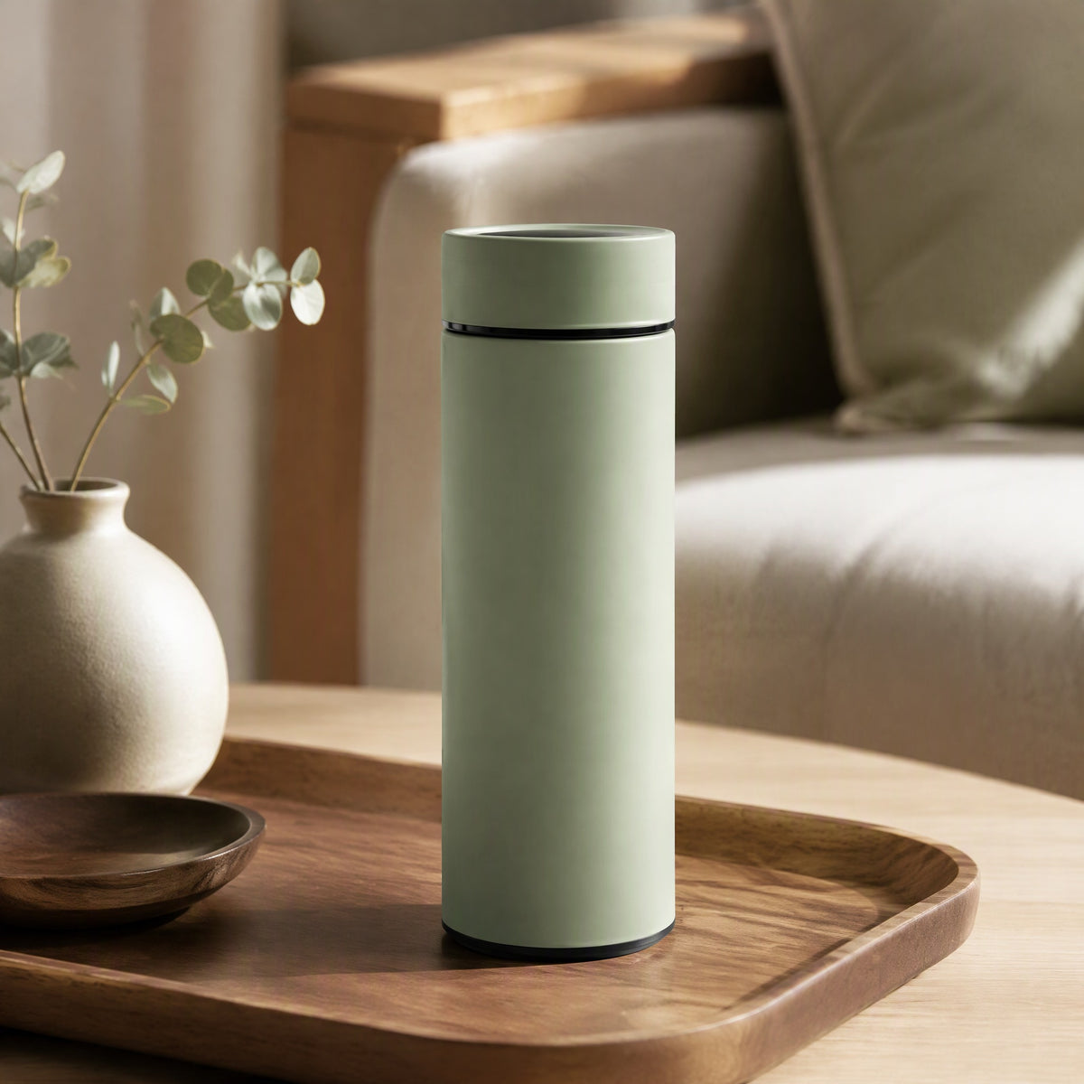 Steepour™ Stainless Steel Thermos Cup, styled close view