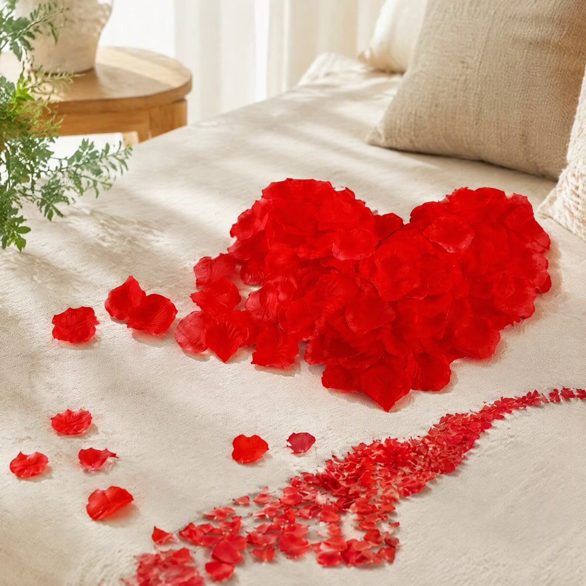 Petaldrift™ Artificial Rose Petal Decorations in a calm home setting