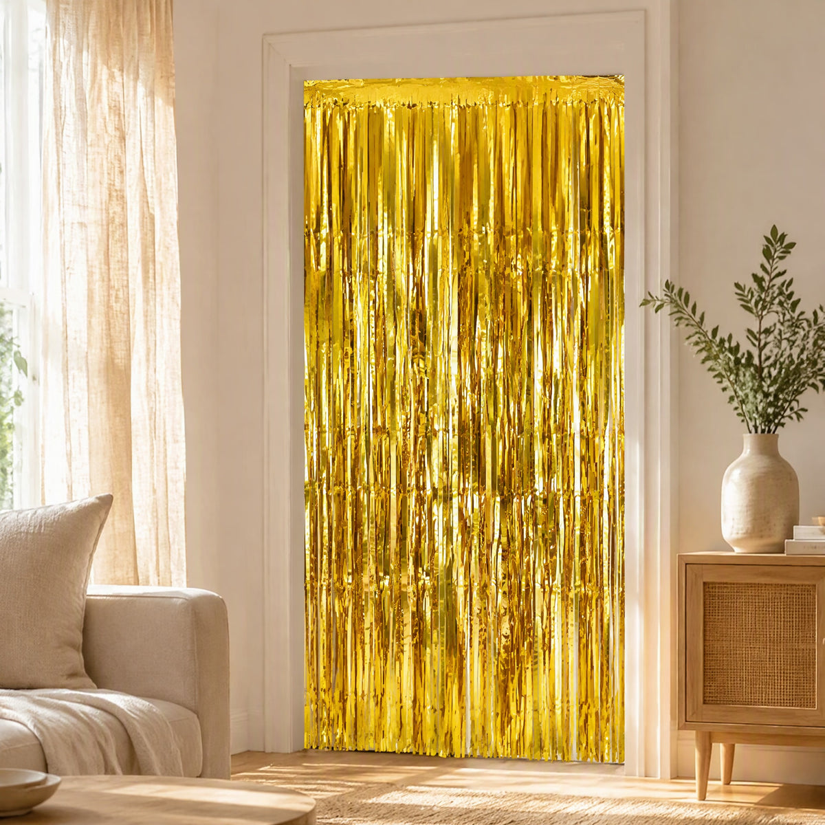Rainfrill™ Birthday Party Rain Curtain in a calm home setting