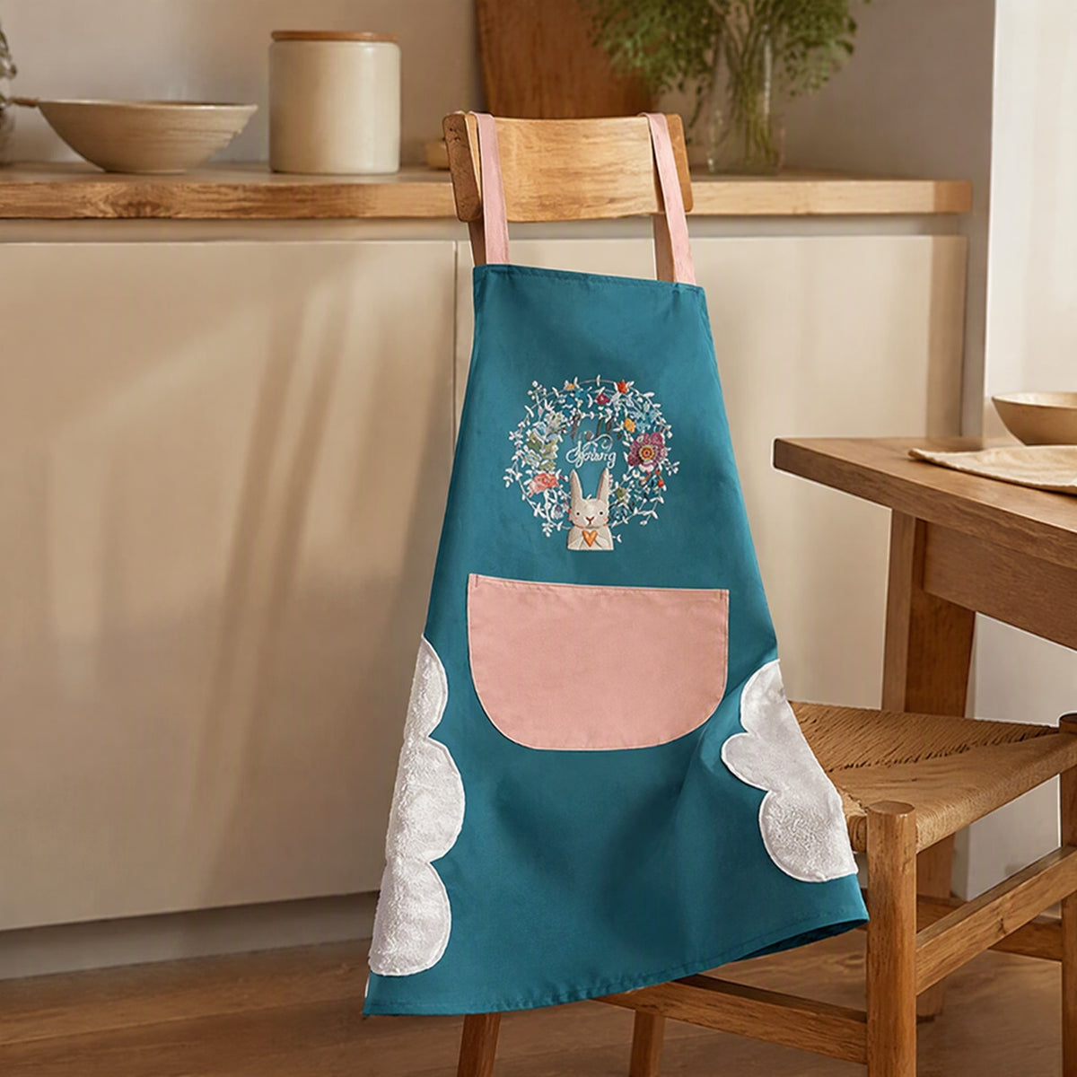 Wipeapron™ PVC Waterproof Kitchen Apron, styled close view