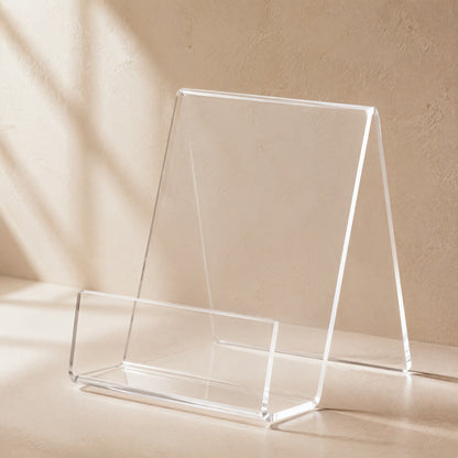 Clearleaf™ Transparent Acrylic Book Stand, material and detail close-up