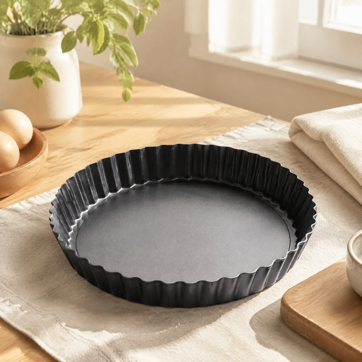 Loafsteel™ Carbon Steel Cake Mold in a calm home setting