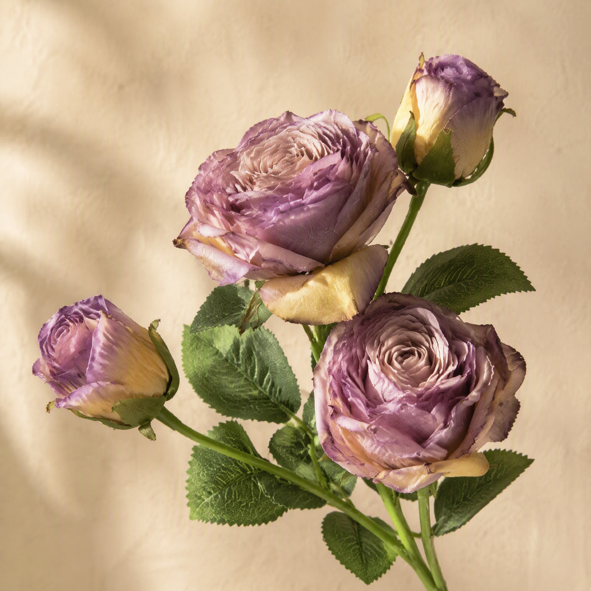 Rosestem™ Silk Artificial Rose Flower Branch, material and detail close-up
