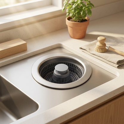Flowstop™ Kitchen Sink Drain Plug in a calm home setting