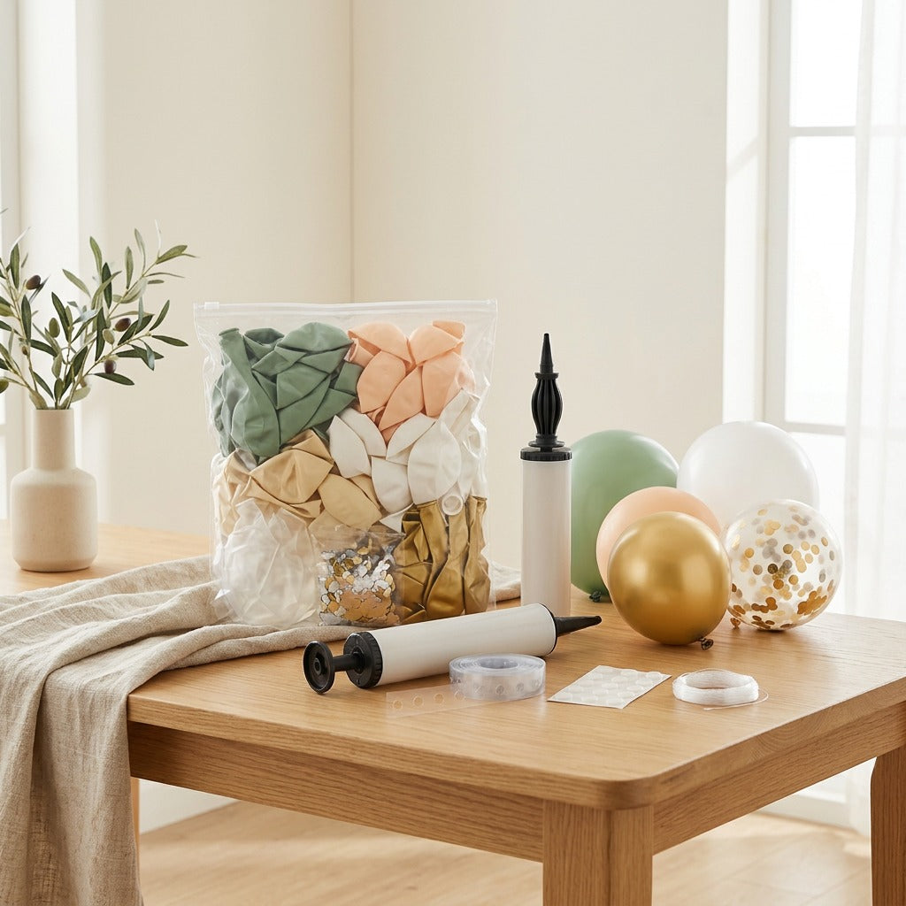 Partyfloat™ 10-Inch Latex Birthday Balloon Set in a calm home setting
