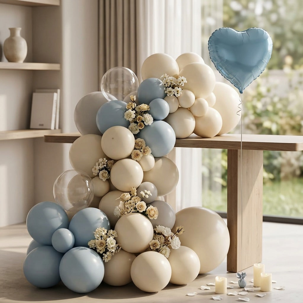 Partyfloat™ 10-Inch Latex Birthday Balloon Set, styled close view