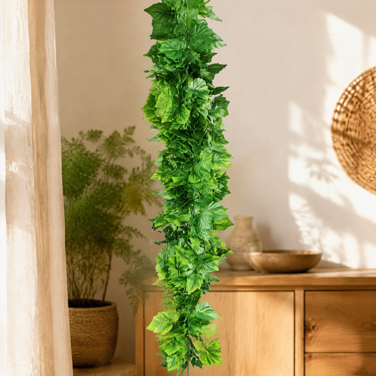 Rattanjoy™ Artificial Rattan Vine Fake Flowers in a calm home setting
