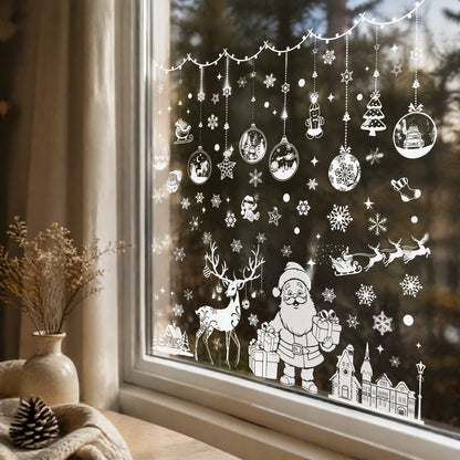 Frostpane™ Christmas PVC Window Stickers, styled close view