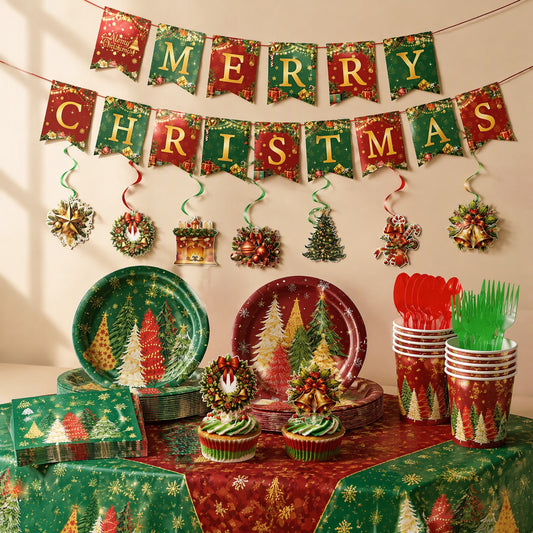 Pinecheer™ Christmas Tree Party Tableware