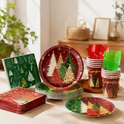 Pinecheer™ Christmas Tree Party Tableware in a calm home setting