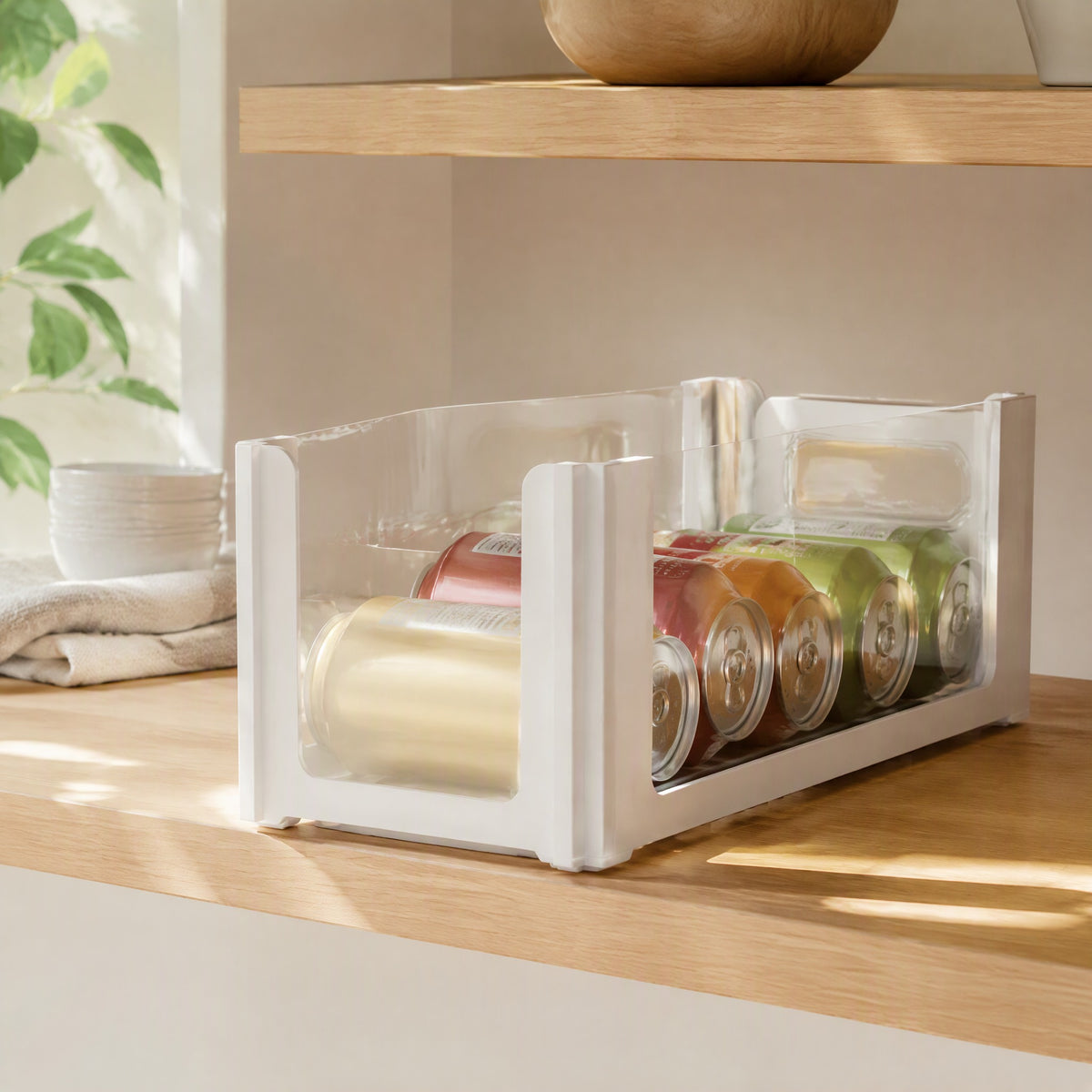 Stackpeek™ Clear Plastic Stackable Storage Box in a calm home setting