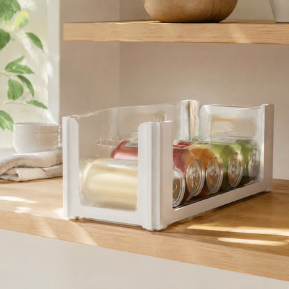 Stackpeek™ Clear Plastic Stackable Storage Box in a calm home setting