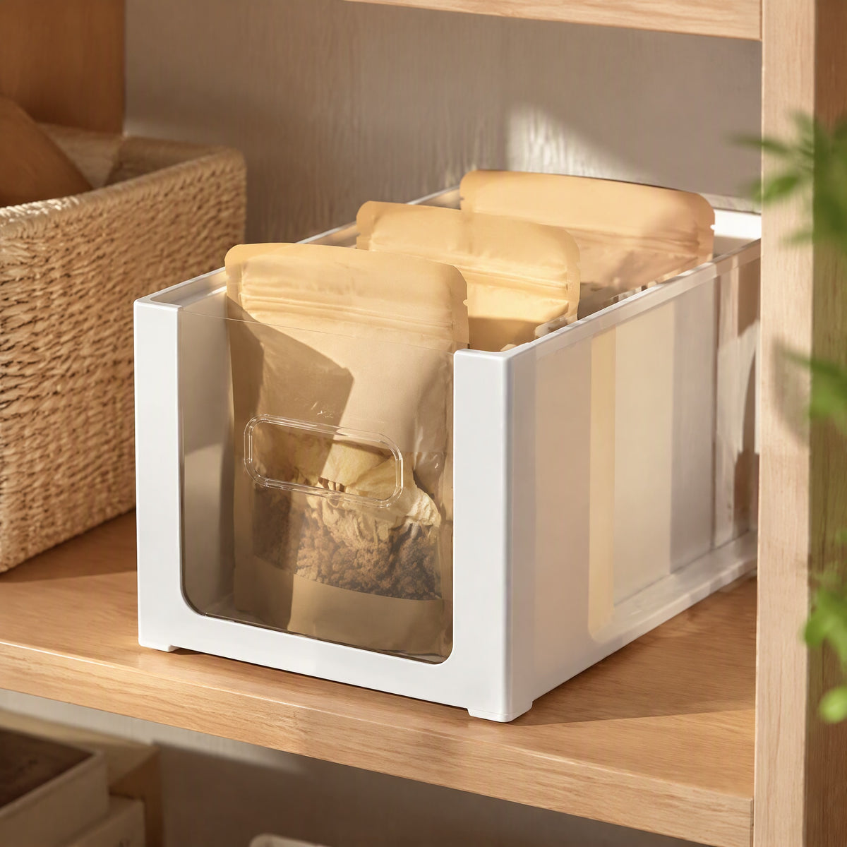 Stackpeek™ Clear Plastic Stackable Storage Box, styled close view