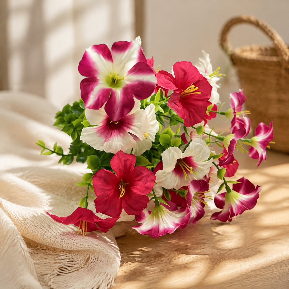 Glorysprig™ Artificial Morning Glory Flower Bouquet, styled close view