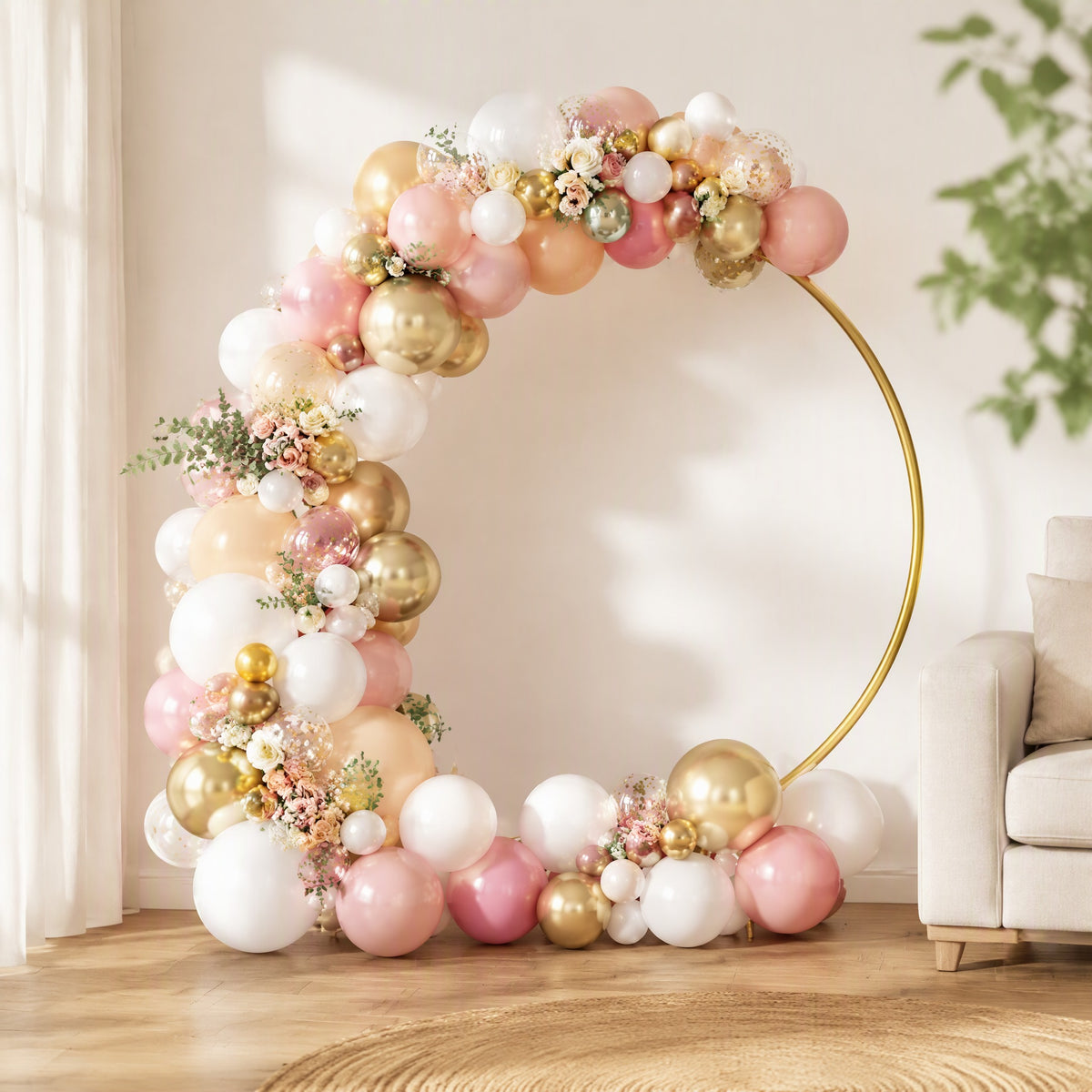 Festfloat™ Latex Balloon Decoration Set in a calm home setting