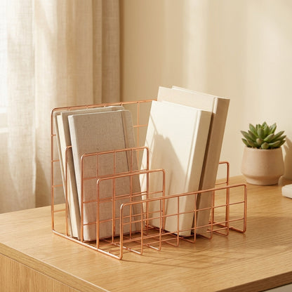 Bookbrace™ Iron Desktop Book Stand Rack in a calm home setting