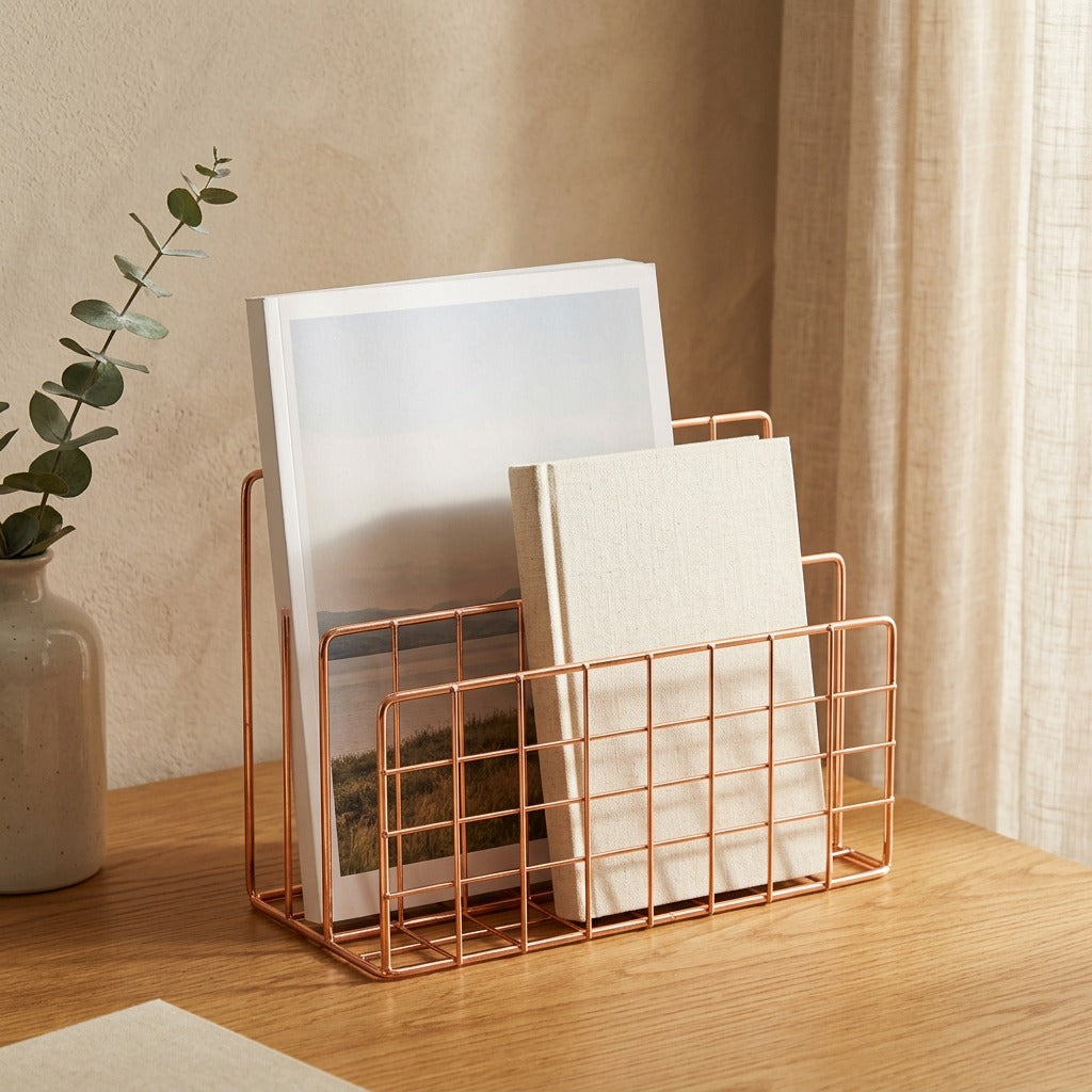 Bookbrace™ Iron Desktop Book Stand Rack, styled close view