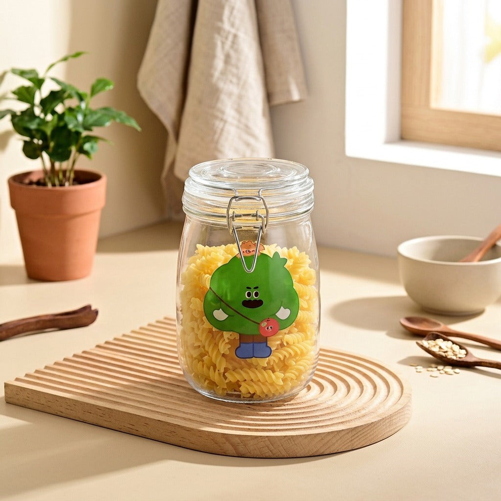 Ovalsafe™ Oval Glass Storage Jar in a calm home setting