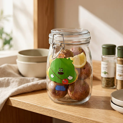 Ovalsafe™ Oval Glass Storage Jar, styled close view