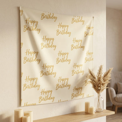 Partyglow™ Happy Birthday Backdrop Cloth, styled close view