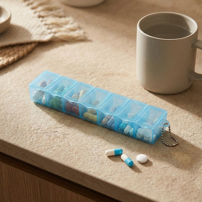 Weeknest™ Seven-Day Pill Storage Box, styled close view