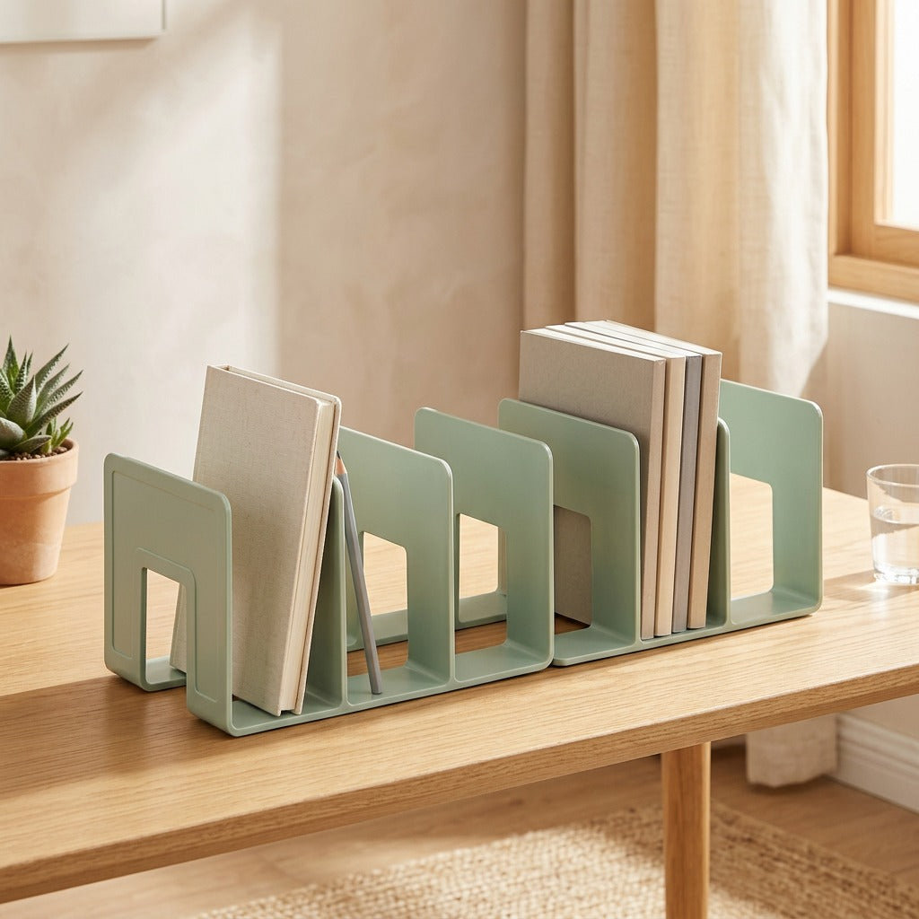 Readrest™ Plastic Desktop Book Stand in a calm home setting