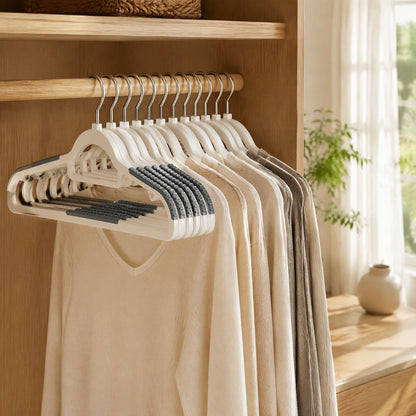 Clipperch™ Plastic Clothes Hanger With Dual Clips in a calm home setting