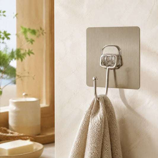 Loadhold™ Adhesive Wall Hook With 10kg Load Capacity in a calm home setting